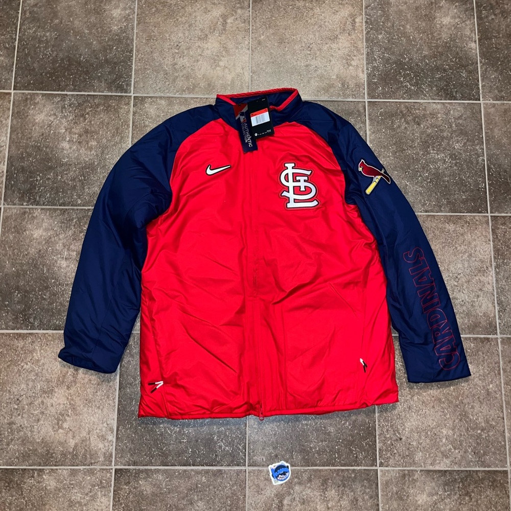 nike dugout MLB St louis Cardinals full zip bomber jacket